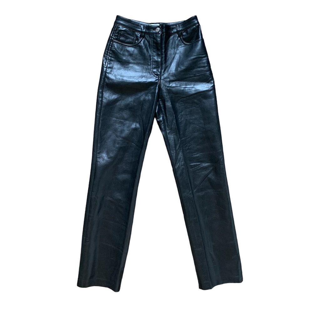 Aritzia Wilfred Melina Black High Rise Faux Leather Pants 2